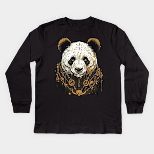 Panda bear with chain Kids Long Sleeve T-Shirt